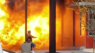 Propane tank explodes into ball of fire outside Burger King