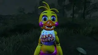 Toy Chica casually walks through the forest.