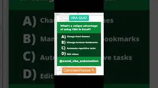 VBA Quiz: advantages of using VBA  #shortsvideo  #vba