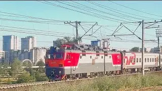 Электровоз ЭП1 117 с пассажирским поездом
