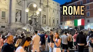 Rome Evening Walk Italy 🇮🇹 August 19, 2024 4K HD Roma Italia City Walk Night Walking Tour
