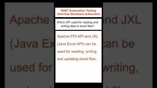 SELENIUM JAVA : APACHE POI API to Read and Write data into Excel File using Java