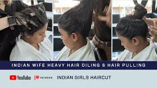 Women Heavy Hair Oiling | Asmr Head Massage | Hair Pulling | women Hair Play by man | #hairoiling