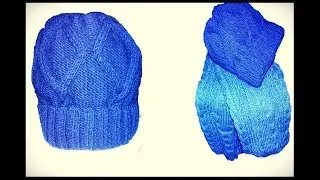 Мужская вязаная шапка с отворотом. Вязание спицами.
