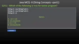 Java MCQ-9 Java String based question answers - Part1