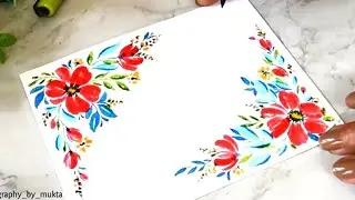 How to draw easy flower border design using Brush Pens|Border design for projects|Hand lettering