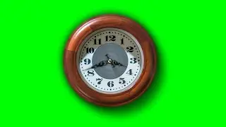 Timelapse wooden wall clock on green screen