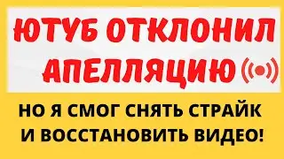 Отклонили апелляцию в Ютуб. Как я снял страйк и восстановил удалённое видео
