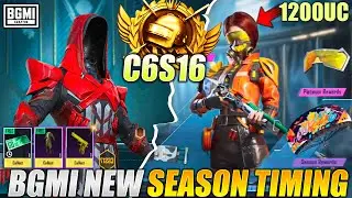 😍OMG! 1200UC HEADGEAR FREE IN BGMI NEW C6S16 SEASON || OFFICIAL RELEASE DATE & TIME || CYCLE REWARDS