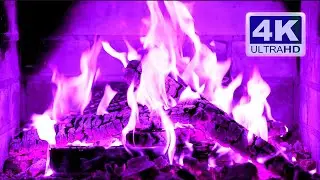 🔥 PURPLE Fireplace 4K! Colorful Fireplace Burning with purple flames. Halloween 2024