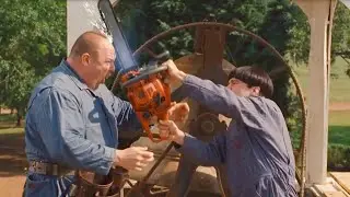 This man's head is harder than a saw.