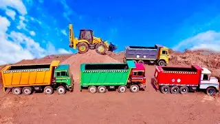 The Big Tata Dumper Truck working on sand shifting Work | JCB backhoe loader | Old model Die cast |