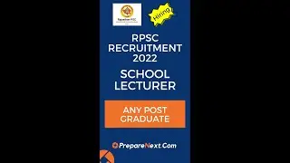 RPSC School Lecturer Recruitment 2022 | School Lecturer | Govt Job | Across India