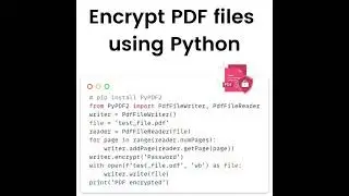 Encrypt PDF files using Python #coding #phython #programminglanguage