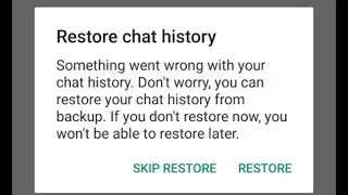 Whatsapp Restore chat history Something went wrong with your Chat history whatsapp