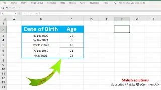 How to Calculate Age Using a Date of Birth in Excel (The Easy Way) #stylishsolutions #exceltutorial