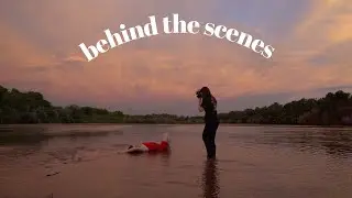 Behind the scenes sunset river photoshoot