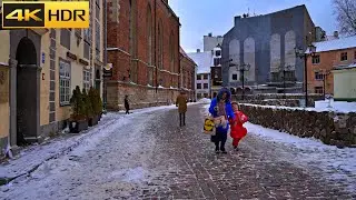Snowy Walk in Riga - Latvia ❄️  Walking Through a Latvian Old Town [4K HDR]