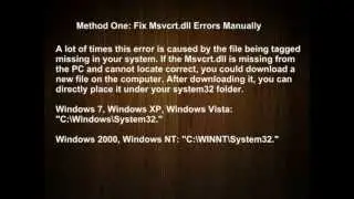 Msvcrt.dll Error Fix - Msvcrt Dll Error