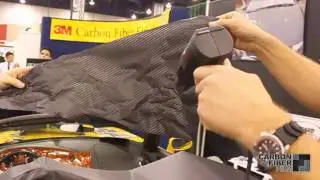 Example of Carbon Fiber 3M DI-NOC Vinyl being wrinkled and then unwrinkled