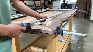Big Live Edge Walnut Slab Mirror / Feel the Beautiful Grain Hidden in the Waste Walnut Panel