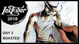 INKTOBER 2018 ♦ Roasted ♦ Day 3 HOT DUDE Speed paint INK DRAWING by Sakuems