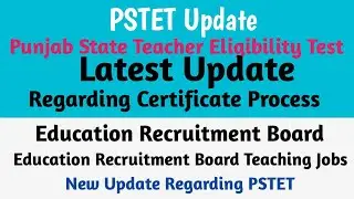 PSTET New Update || PSTET Certificate Update || Pstet Certificate Online Download Process