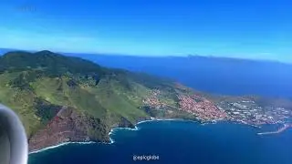 Madeira, Plane leaving Funchal Airport Madeira, Fly over Porto Santo