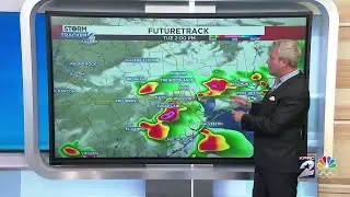 Severe storms moving into Houston area with threats of large hail, flooding, wind shear