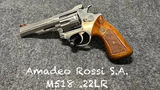 Amadeo Rossi S.A. M518 .22LR 6 shot stainless revolver. Well made budget S&W copy from a bygone era