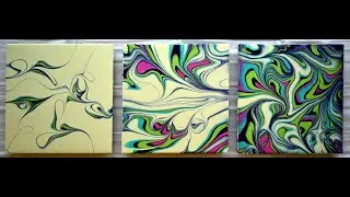 (684) THREE WAYS to do a MARBLE POUR ~ TRIPTYCH painting with MARBLES ~ EASY Fluid art for BEGINNERS