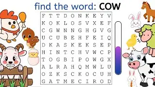 Farm Animals Word Search | Find the words in the word search | English Words | Fun Learning Videos