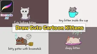 Cartoon Cute Kittens Art-ipad Procreate Art