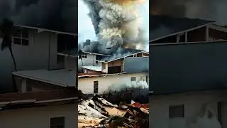 a large Tornado destroying building