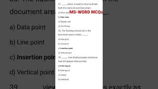 MS-WORD MCQs👨‍💻👨‍🏫#msword #mswordtutorial