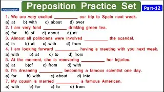 Preposition objective questions | Preposition in English grammar | Prepositions practice exercise 12