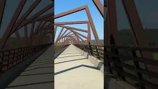 Cycling across the High Trestle Bridge in Iowa