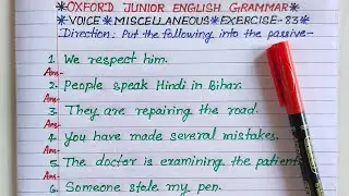 how change active to passive voice | oxford junior english grammar voice exercise 83
