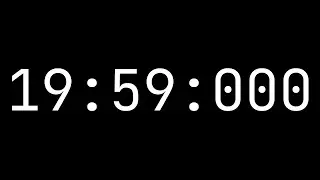 Countdown timer 19 minutes, 59 seconds [19:59:000] - White on black with milliseconds