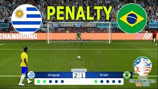 Uruguay vs Brazil - Penalty Shootout | Copa America 2024 - Quarter Final | Vinicius vs Nunez | PES