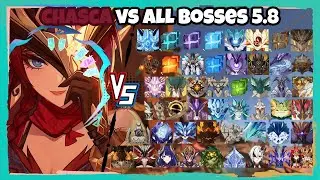 C0R1 Chasca vs All Bosses in v5.8 (WL 9) Without Food Buff | Genshin Impact