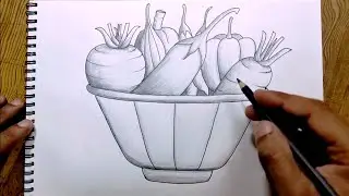 Vegetables basket drawing/Easy way to draw vegetables basket step by step