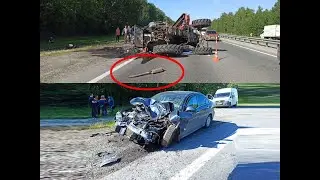 Момент ДТП: Nissan Almera и трактор