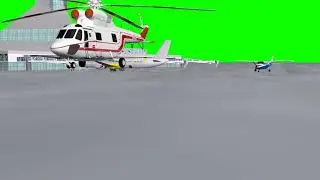 Green Screen Airports flying Helicopter footage