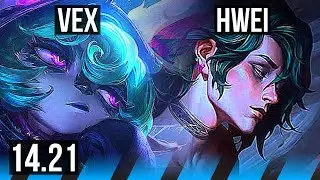 VEX vs HWEI (MID) | 6/0/4, 1700+ games, Dominating | KR Master | 14.21