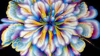 (377) AMAZING acrylic pour FLOWER painting ~ Only 3 COLOURS ~ MUST SEE!!! ~ Paint 