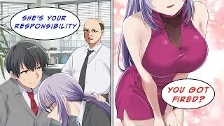[Manga Dub] I helped a plain new employee from the boss and then she... [RomCom]