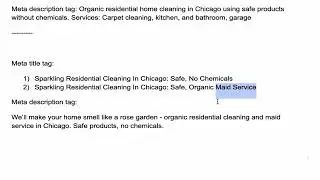 Attractive SEO copywriting exercise answer cleaning business meta tags   | On-page | SEO Course