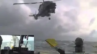 Посадка верталета во время шторма