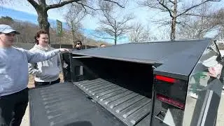 Quick look around and inside Sawyer's borrowed Tesla Cybertruck at TOC New England event Mar 24 2024